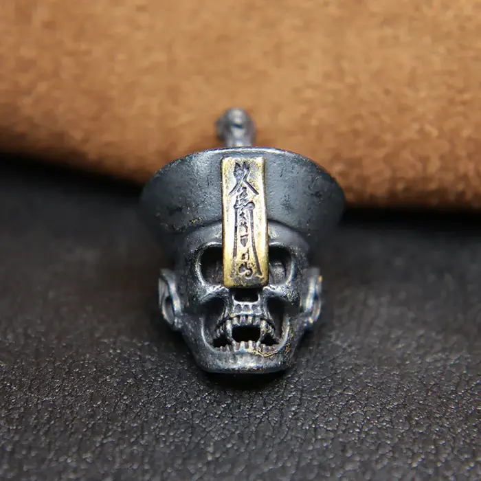 Perles de couteau en laiton visage de crâne de zombie, lanières tissées en paracorde bricolage, outi