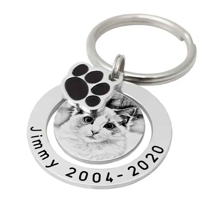 Porte-clés personnalisé avec photo de chien, porte-clés avec image personnalisée, empreinte de patte