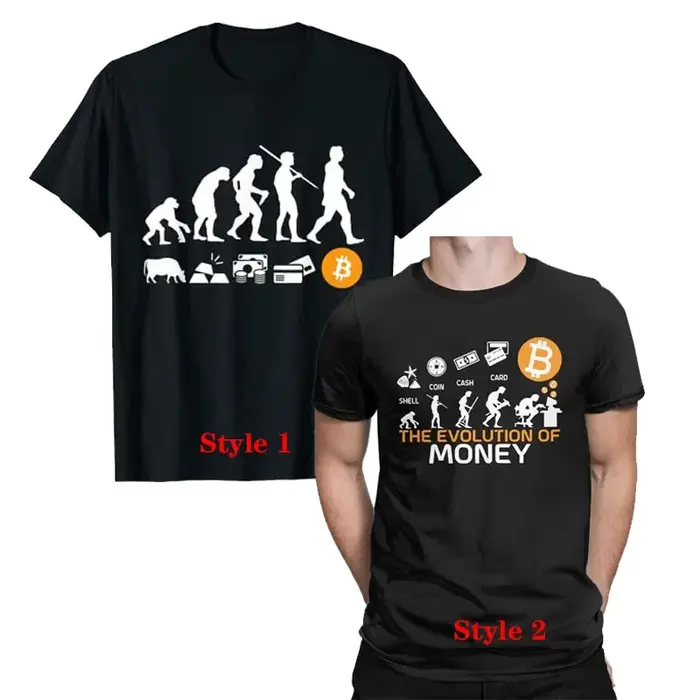 T-shirt graphique BTC Crypto Coin, évolution de l'argent Bitcoin, chemises Crypto, vêtements grande 