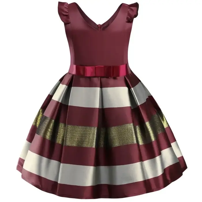 Robe à rayures à fleurs pour petites filles, robes de fête de mariage à fleurs, robe de princesse de