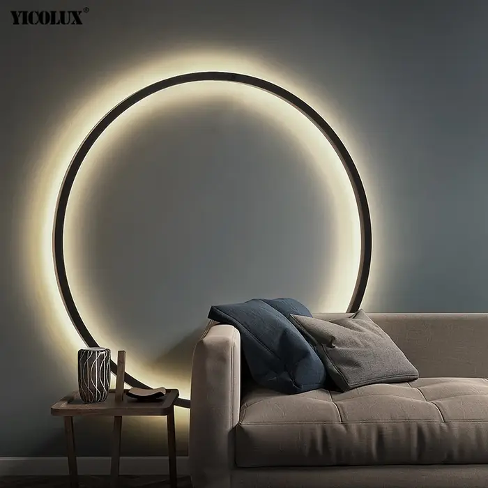 Lampes de décoration de fond de cercle Simple, nouvelles appliques murales LED modernes pour salon, 