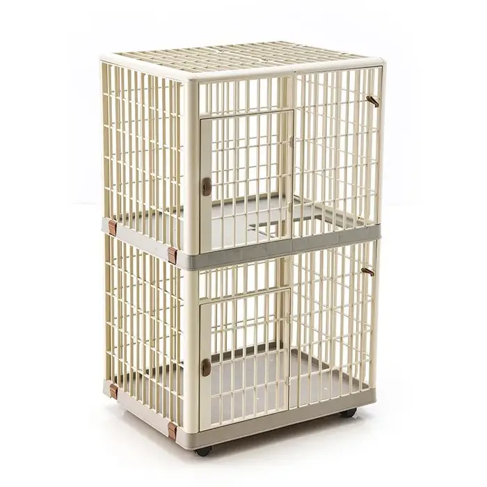 Chenil empilable à 2 couches pour chien, Cage en plastique pour animaux de compagnie, meubles pour a