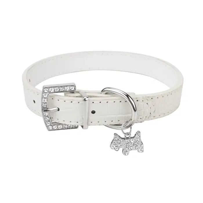 Petit collier de chien durable en cuir PU rembourré colliers pour animaux de compagnie avec pendenti