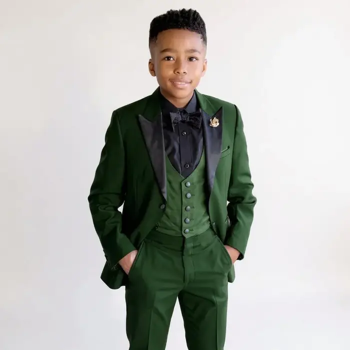 Costumes pour garçons, coupe cintrée, 3 pièces, fête de mariage formelle, smoking pour enfants, sur 