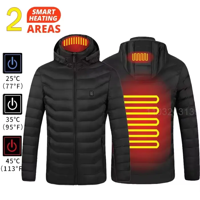 Veste chauffante d'hiver pour hommes et femmes, manteau électrique auto-chauffant USB, vêtements cha