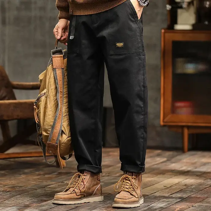 HIQOR hommes vêtements printemps automne Cargo pantalon homme coton décontracté pantalon ample ceint