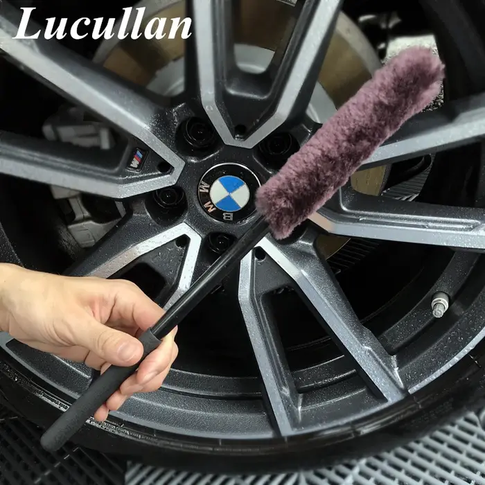 Lucullan 38CM laine naturelle roue de lavage de voiture barils brosses 100% peau de mouton Premium f