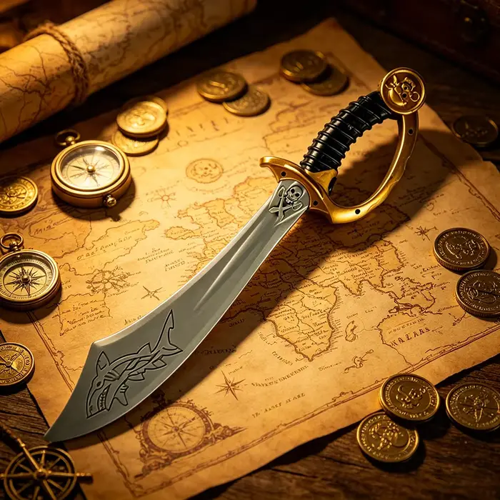 Épée de pirate décorative de type sabre de pirate, thème chasse au trésor, époque de la navigation maritime du 15ème siècle, accessoire de marin pour film, scène, fête, cosplay