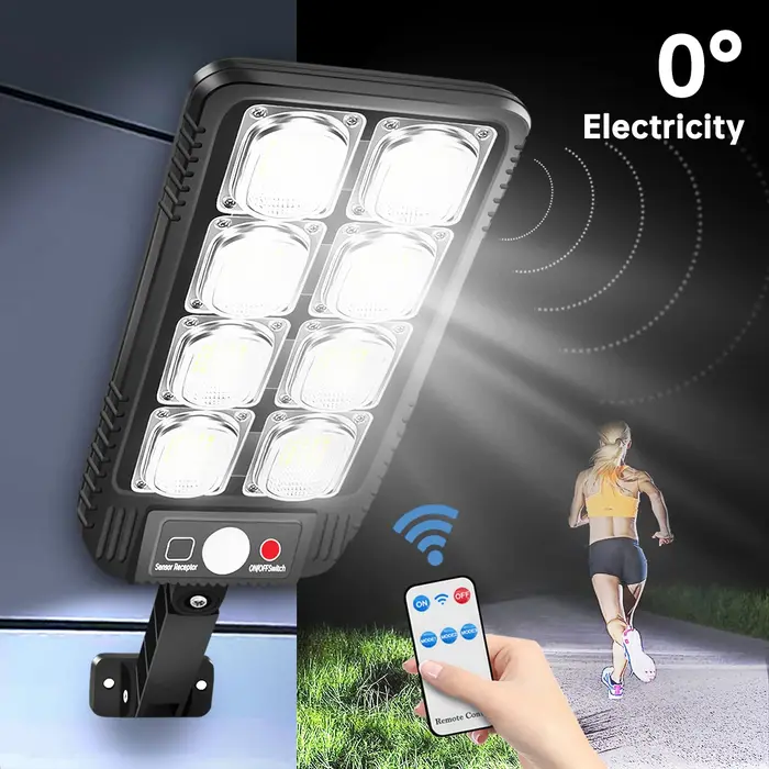 Lampadaire solaire étanche avec détecteur de mouvement, 100 LED, 200LED, IP65, extérieur, applique m