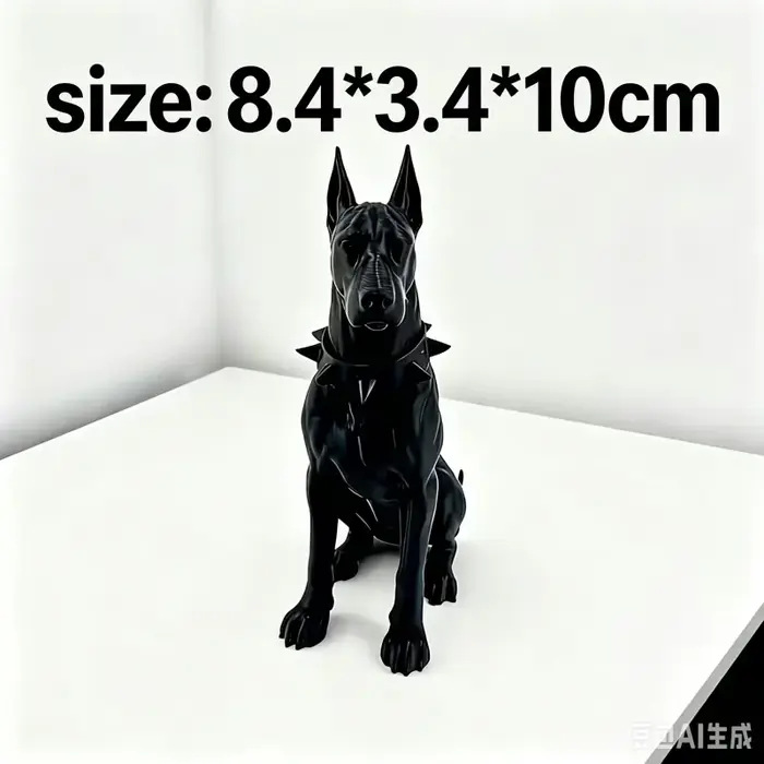 Figurine réaliste de Doberman Pinscher assis, statue de chien à collier cranté, mini animal de compa