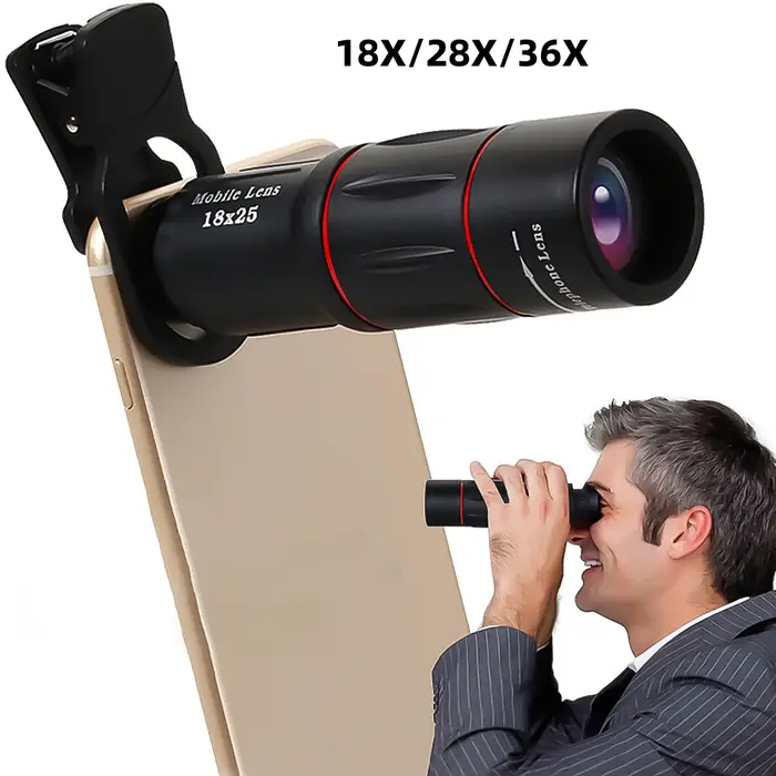 Objectif téléphoto universel 18/28/36x pour smartphone - Zoom optique pour camping