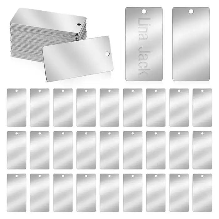 AS60-Plaques d'identification pour cadeaux DIY, plaques vierges en acier inoxydable 304 pour gravure