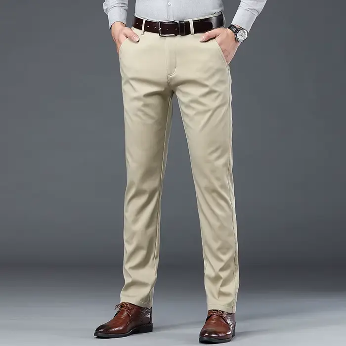Pantalon slim homme été vert noir kaki coton business casual mode chasse urbaine 30-40