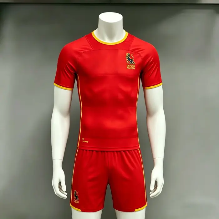 Ensemble de maillots de l'équipe de rugby d'Espagne pour hommes, rouge et jaune, maillot de rugby à 