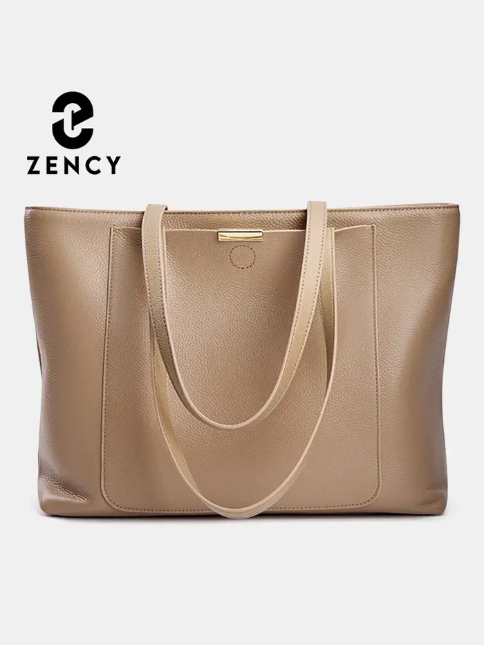 Zency-Sac fourre-tout en cuir de vachette souple pour femme, sac à main initié, grande capacité, sac
