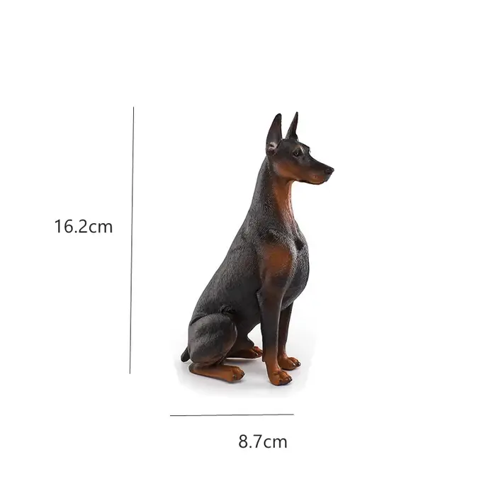 Modèle de chien Doberman assis réaliste, ornement de bureau, décoration de maison, Figurine d'animal