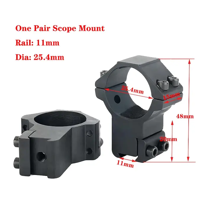 2 anneaux de montage pour lunette de chasse, pour tubes de lunettes de 25,4 mm et 30 mm, rail Picati