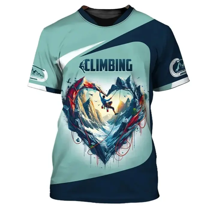 T-shirt à manches courtes pour hommes, uniforme de Sport d'escalade, à la mode, imprimé en 3D, hauts