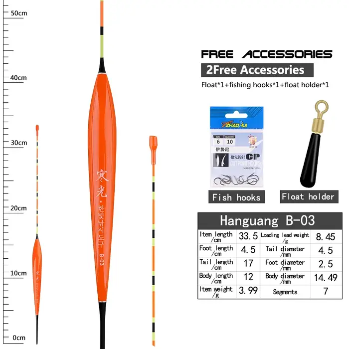 Bouée de pêche en bois Balsa 1 pièce, 1 sac de crochets + 1 support de bouée, flotteur en eau douce,