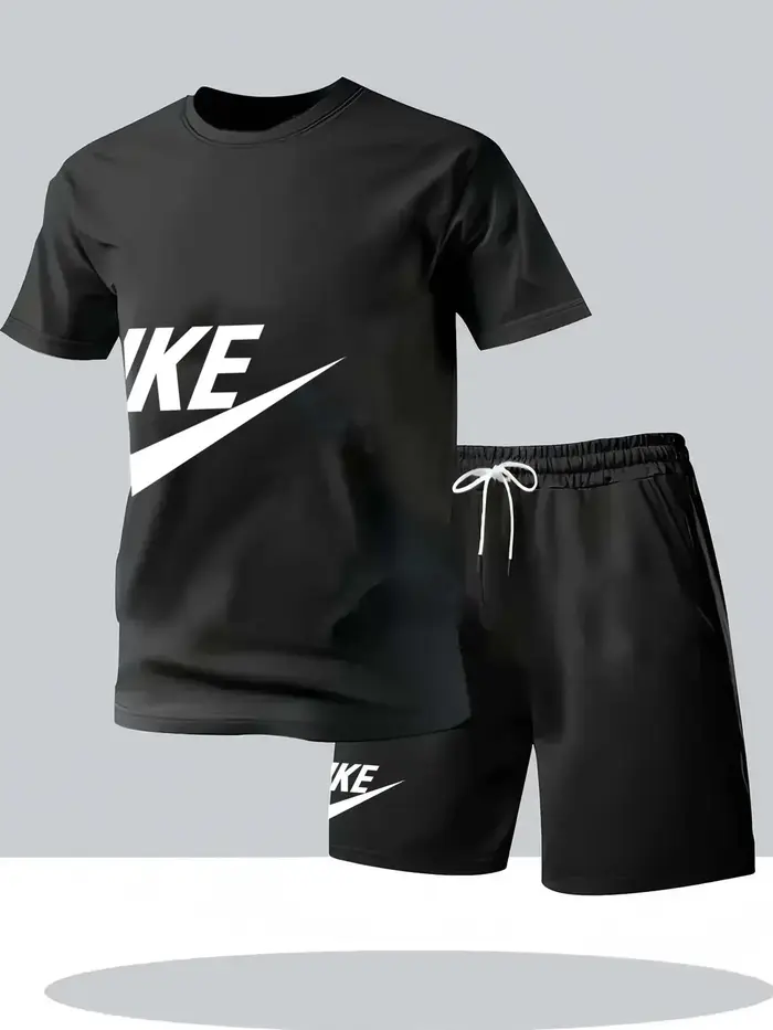 Ensemble de sport d'été pour homme, t-shirt à manches courtes et short à col rond, 2 pièces