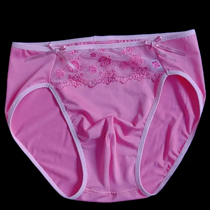 Slip Orange rose pour homme, ourlet en dentelle avec nœud papillon, cadeau BF, Costumes Sexy, culott