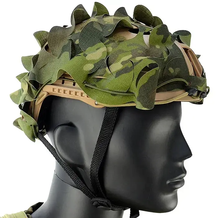 Housse camouflage 3D feuilles laser cut pour casque chasse protection tactique discrète