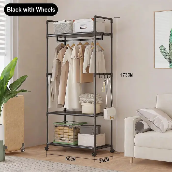 Porte-manteau multifonctionnel avec crochets, étagère de rangement peu encombrante pour vêtements, o