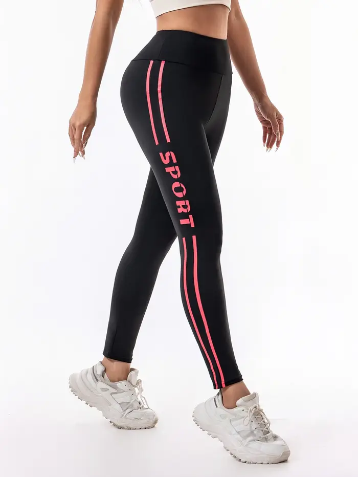 Pantalon de yoga taille haute pour femmes, pantalon de course, d'entraînement, de fitness, avec lett