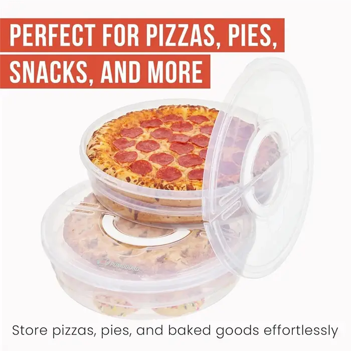 Conteneur de stockage de pizza réutilisable en plastique jaune clair pour 2 tartes de 12 pouces avec couvercle et séparateur pour rangement et transport des aliments occasions spéciales