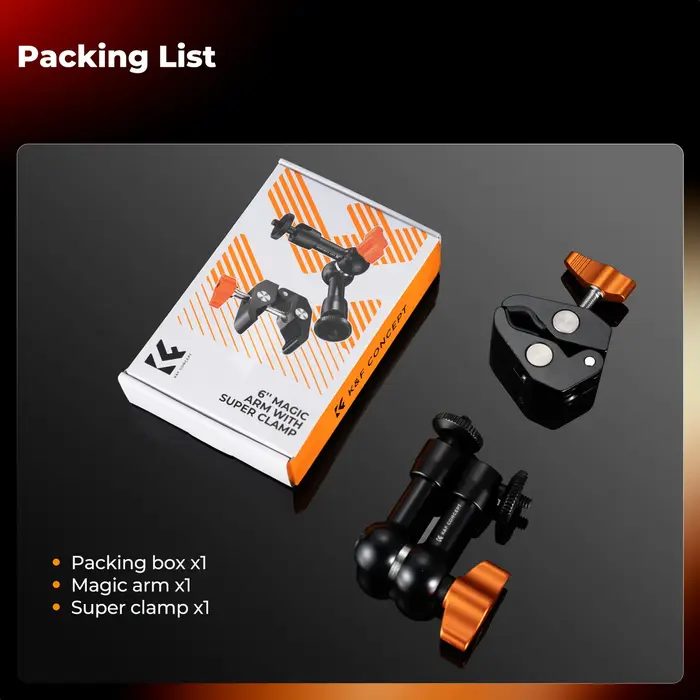 K&F CONCEPT Magic Arm Clamp avec Super Clamp 360 ° Mini-bras articulé à rotule de 6 pouces pour moni