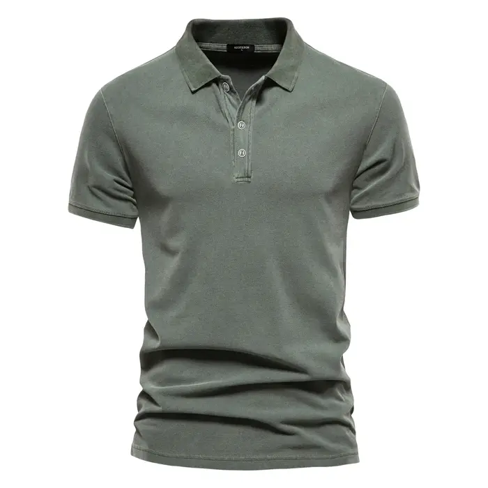 AIOPEON 100% coton couleur unie hommes polos décontracté à manches courtes couverture hommes chemise