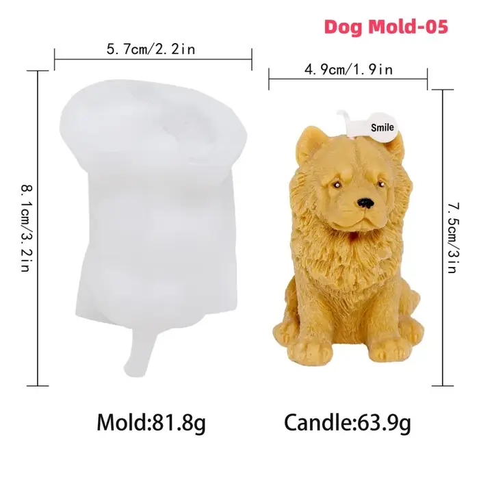 11 Styles chien bougie Silicone moule 3D Schnauzer chiot plâtre résine moule décor à la maison brico