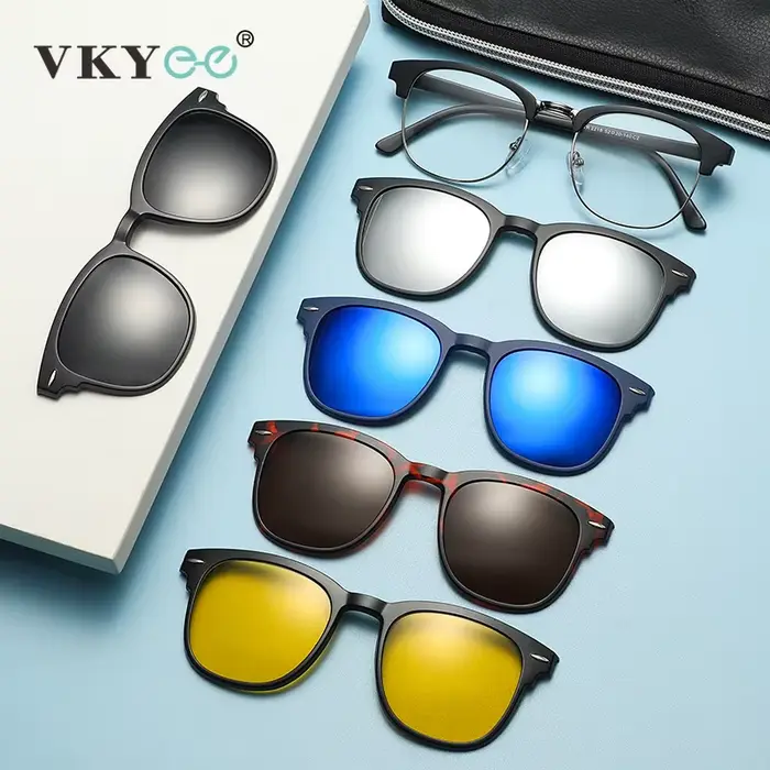 VKYEE lunettes de soleil de mode lunettes à clipser magnétiques demi-monture hommes et femmes lunett