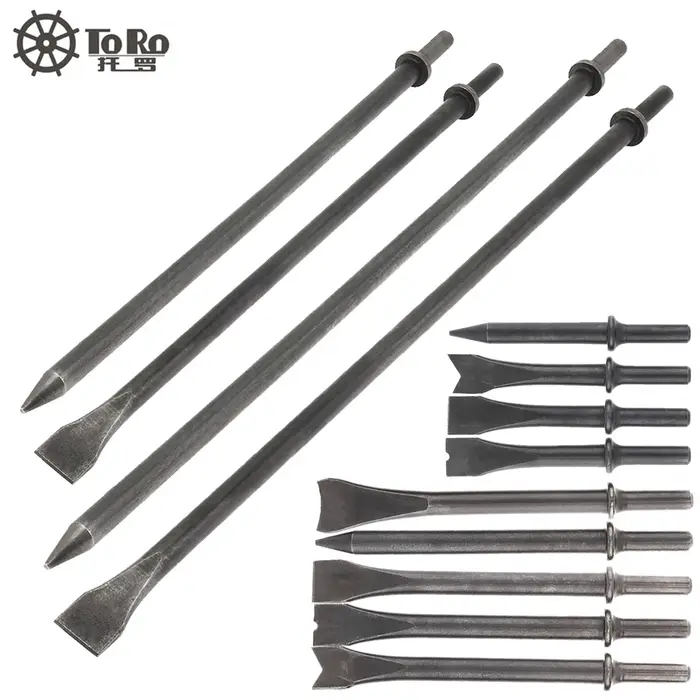 Tête de ciseau à air dure 120-460 mm 45 #   Tête de pelle à Air solide en acier, embout de marteau à