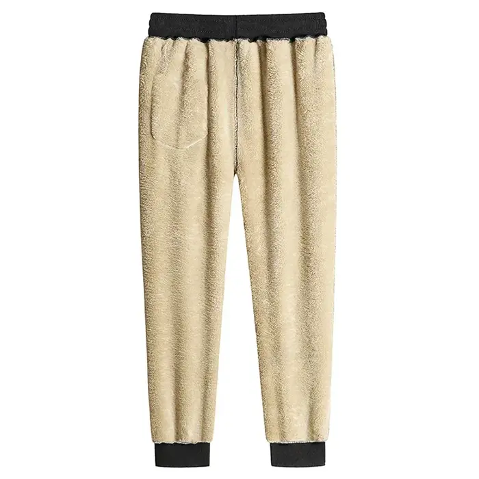 Pantalon jogging chasse hiver homme en laine mouton épais chaud confortable cordon ajustable