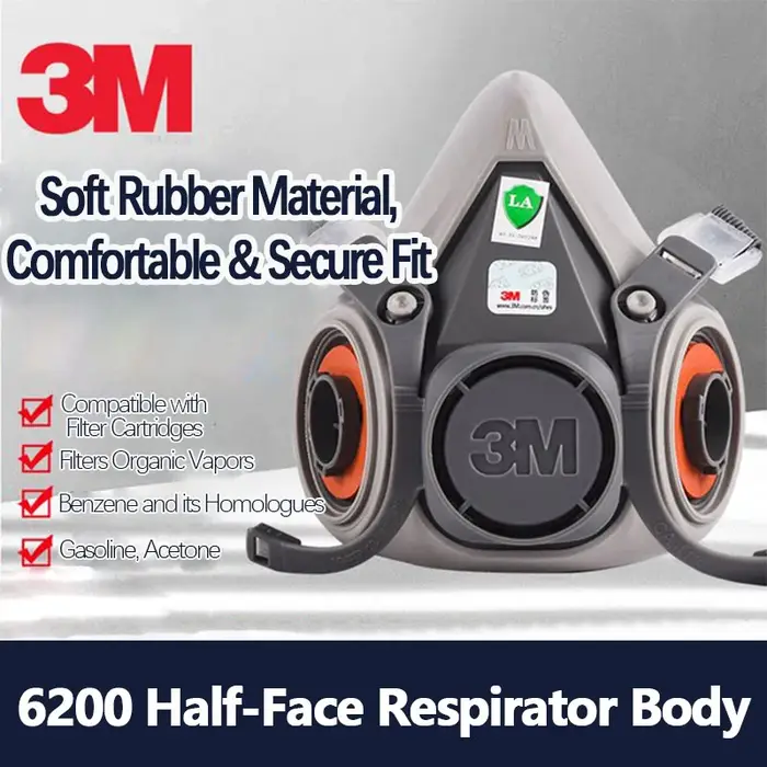 Respirateur 3M 6200 pour la protection industrielle, utilisé avec une cartouche filtrante, bloque le