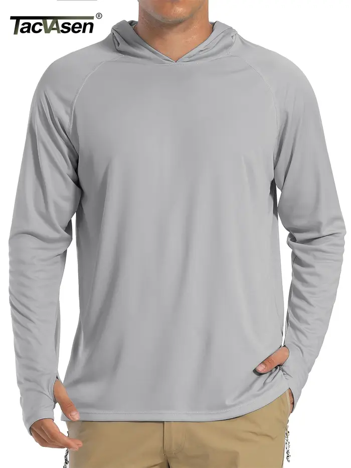 Haut de protection solaire UPF 50+ pour homme à manches longues, séchage rapide, respirant, avec tro
