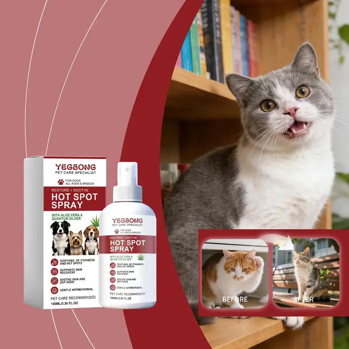 Spray Apaisant pour Animaux Contre les Démangeaisons et la Peau Sèche – Soin Quotidien Doux pour Chi