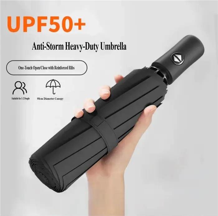 Parapluie en nylon 190T semi-automatique pour femmes protection UV et pluviale grandes occasions spéciales ombrage total