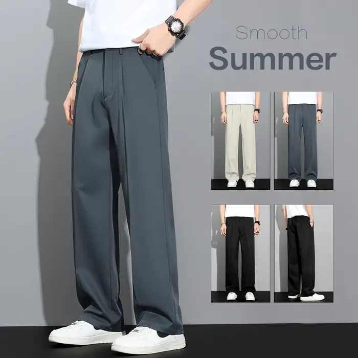 Pantalon décontracté ample et fluide pour homme, style coréen, coupe droite, léger, été 2026, kaki, 