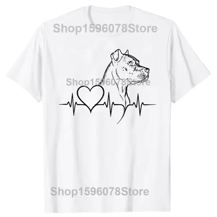 T-shirt humoristique American Staffordshire Terrier Amstaff Heartbeat Streetwear, coupe ample, manch