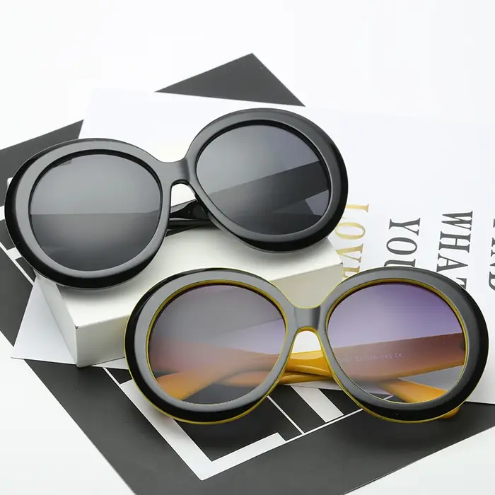 Lunettes de soleil vintage oversize rondes pour femme - Teinte dégradée marron miroir fashion