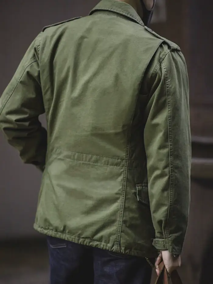 Veste de terrain M65, veste militaire pour hommes, veste rétro à col multi-poches avec fermeture écl