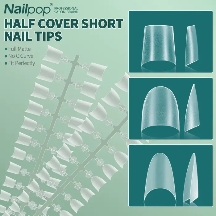 Faux ongles courts demi-couverture, 150 pièces, mat, 12 tailles, sans courbe C, pour Extension d'ong