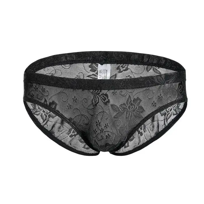 Sous-vêtements pour hommes slips maille dentelle florale culotte masculine taille basse homme doux S