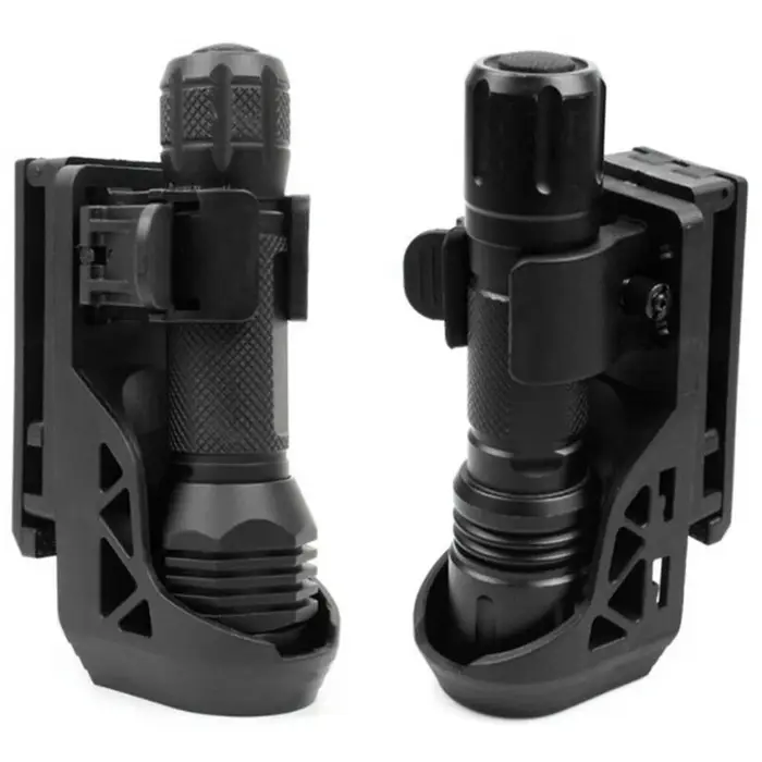 Holster torche tactique avec système de verrouillage latéral à levier rotation 360° démontage rapide lampe de poche
