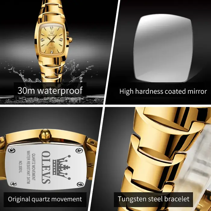 Montre OLEVS 7006 femme quartz de luxe originale étanche boîtier acier tungstène bracelet date lumineuse