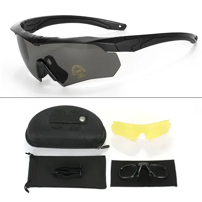 Lunettes tactiques militaires CS Airsoft lunettes de tir coupe-vent HD 3 lentilles Motocross moto al