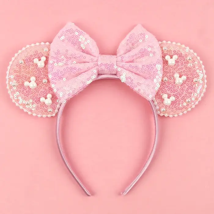 Nouveau serre-tête tendance oreilles de souris en velours de 3,3 po pour filles, bandeau doux avec n