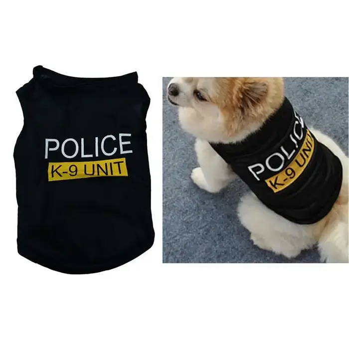 Polices costume Cosplay chien vêtements noir élastique gilet chiot T-Shirt manteau accessoires vêtem